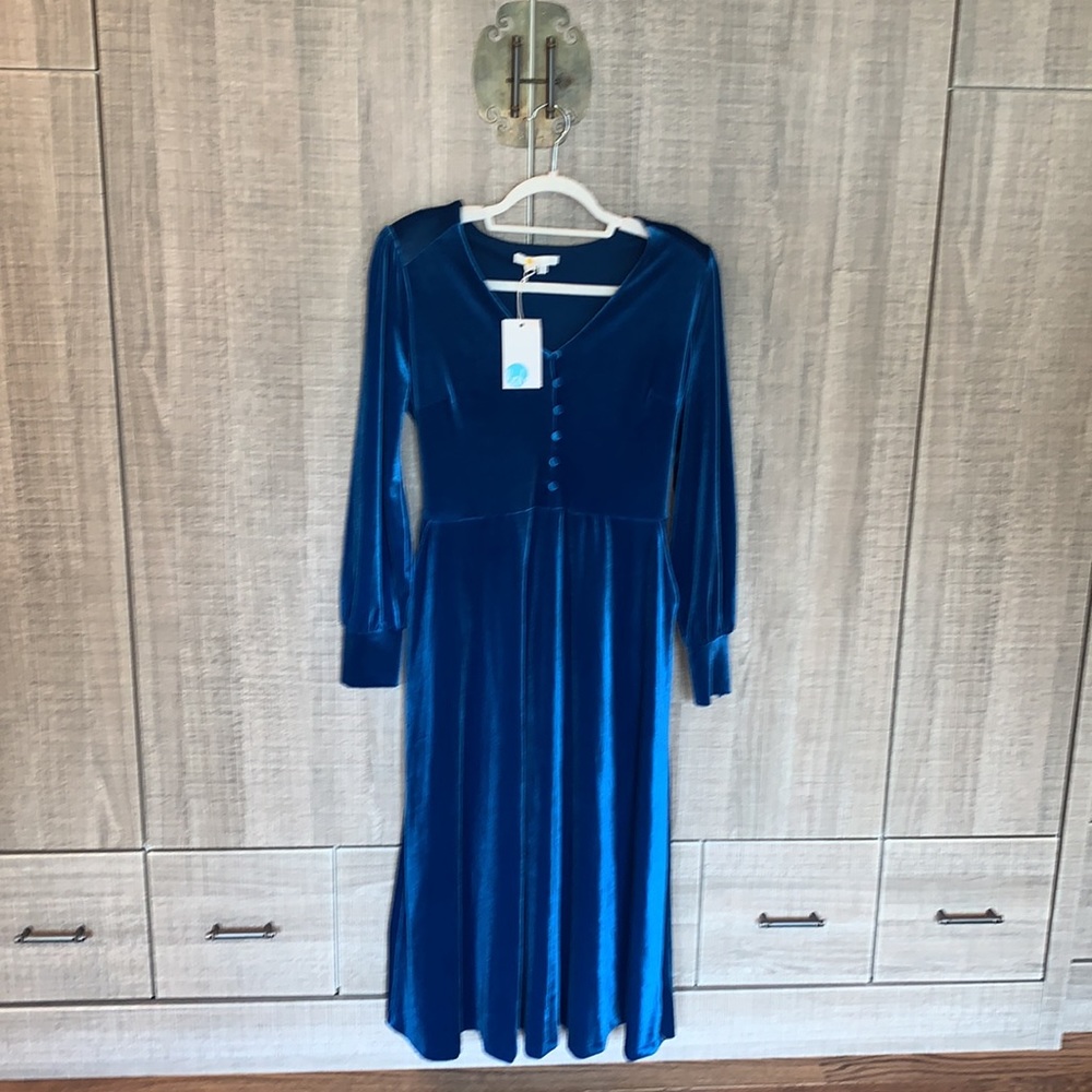 Boden Blue Velvet Midi Party Dress